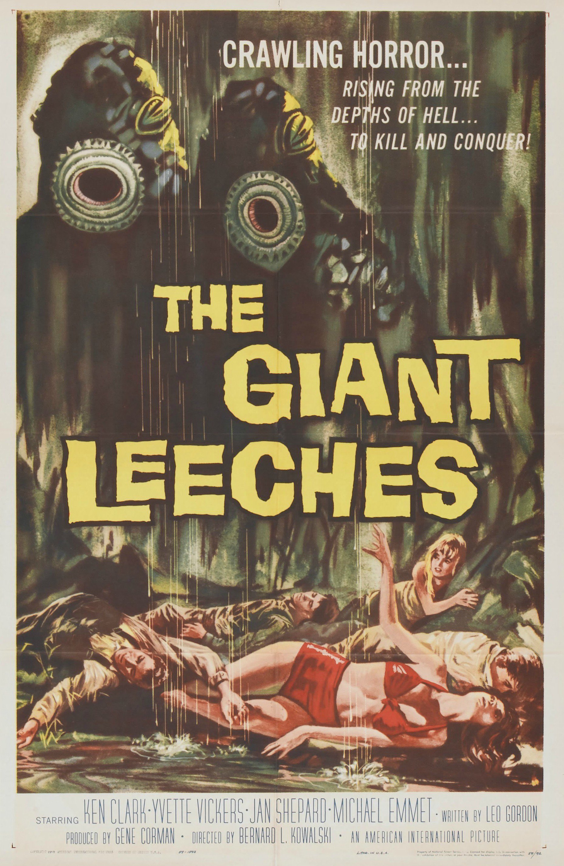 Poster for the movie "Attack of the Giant Leeches"